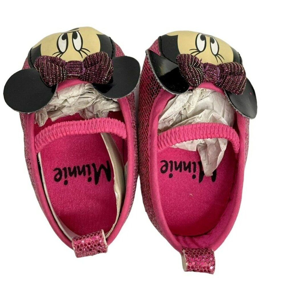 Disney Minnie Mouse Baby Girl Pink Sparkly Dressy / Casual Shoes Size 3-6 months - Picture 2 of 6